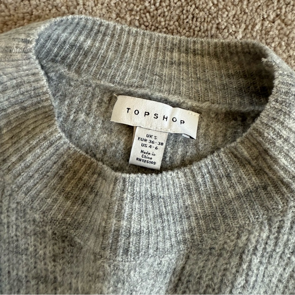 Topshop Light Gray Ribbed Sweater - Picture 2 of 4